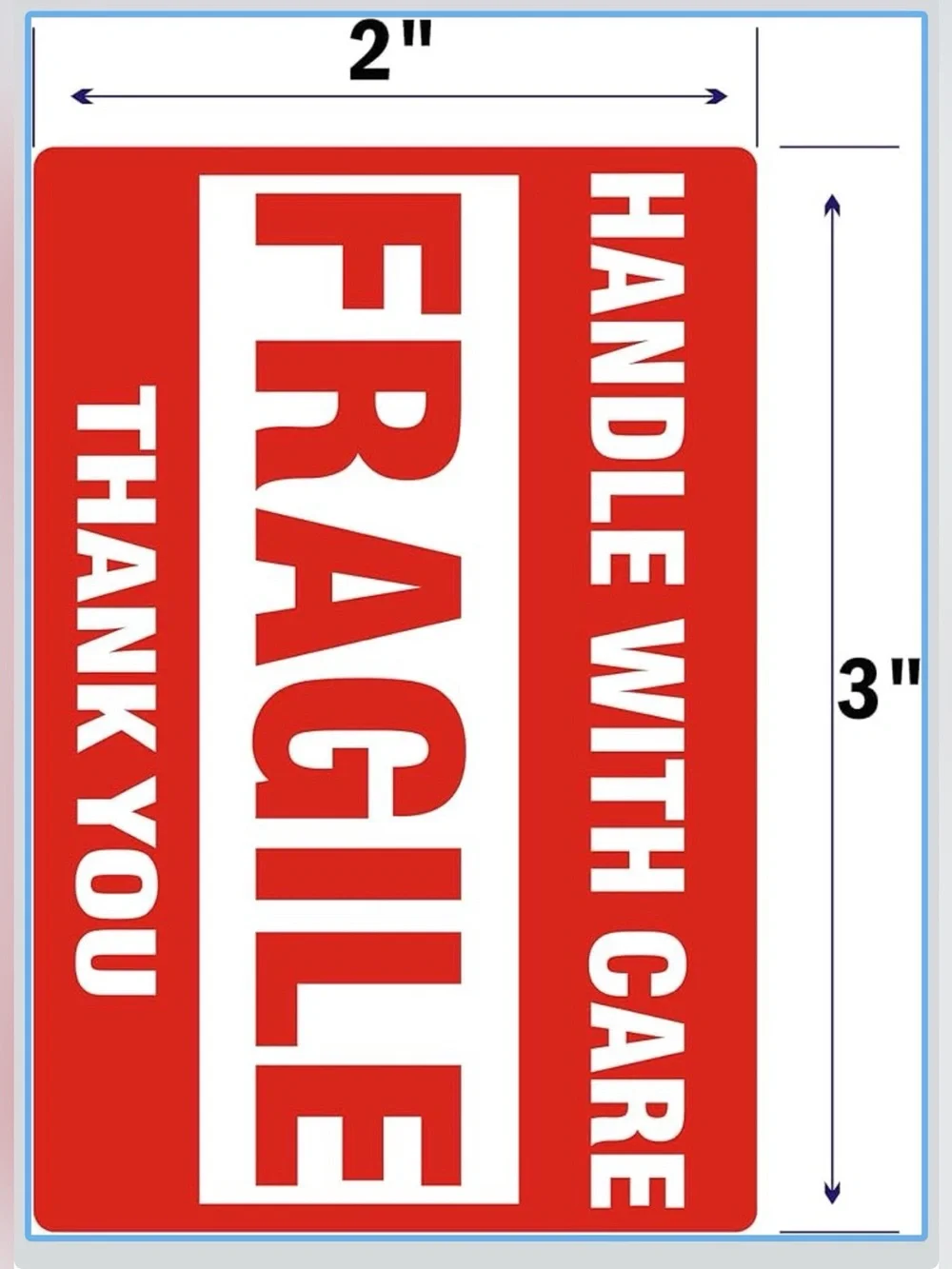 Fragile 500 2x3 Handle With Care Shipping Labels - Red Roll